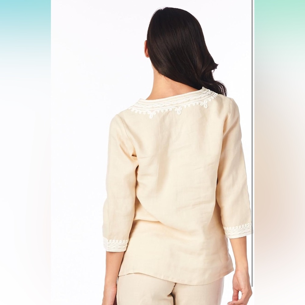 3/4 length sleeve Linen Shirt - Picture 2 of 5